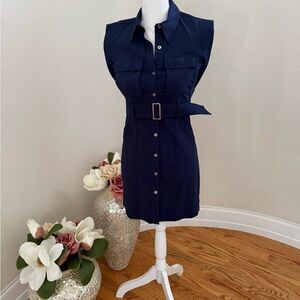 White House Black Market Navy Belted Mini Dress.